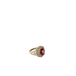 Designer Womens Gold Vermeil Garnet + Topaz Cocktail Ring Sz 6 4.3g